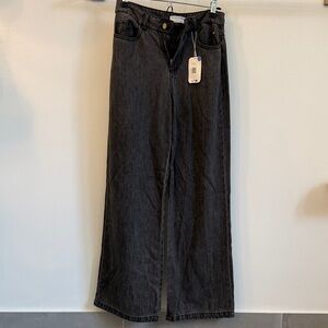 Elegant Charcoal Wide Leg Women's Jeans